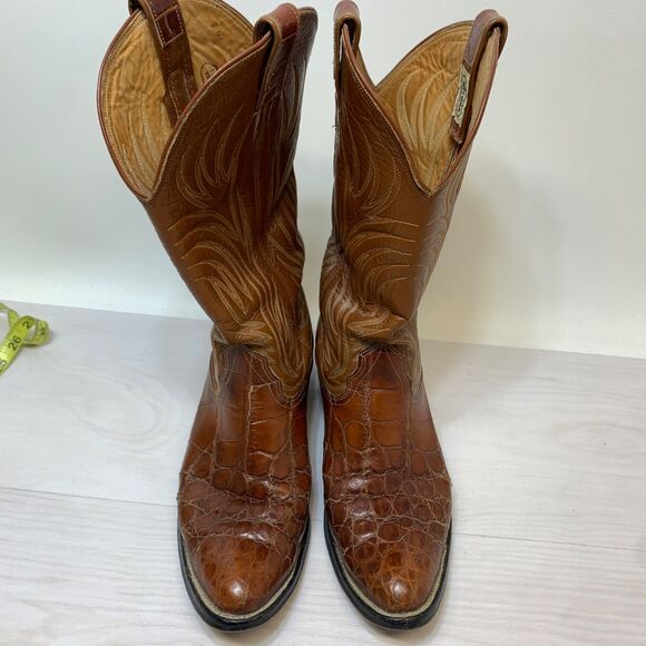 Nocona Brown Alligator Vintage Cowboy Boots Mens Size 9.5 B Style 9084‎ USA main image 6